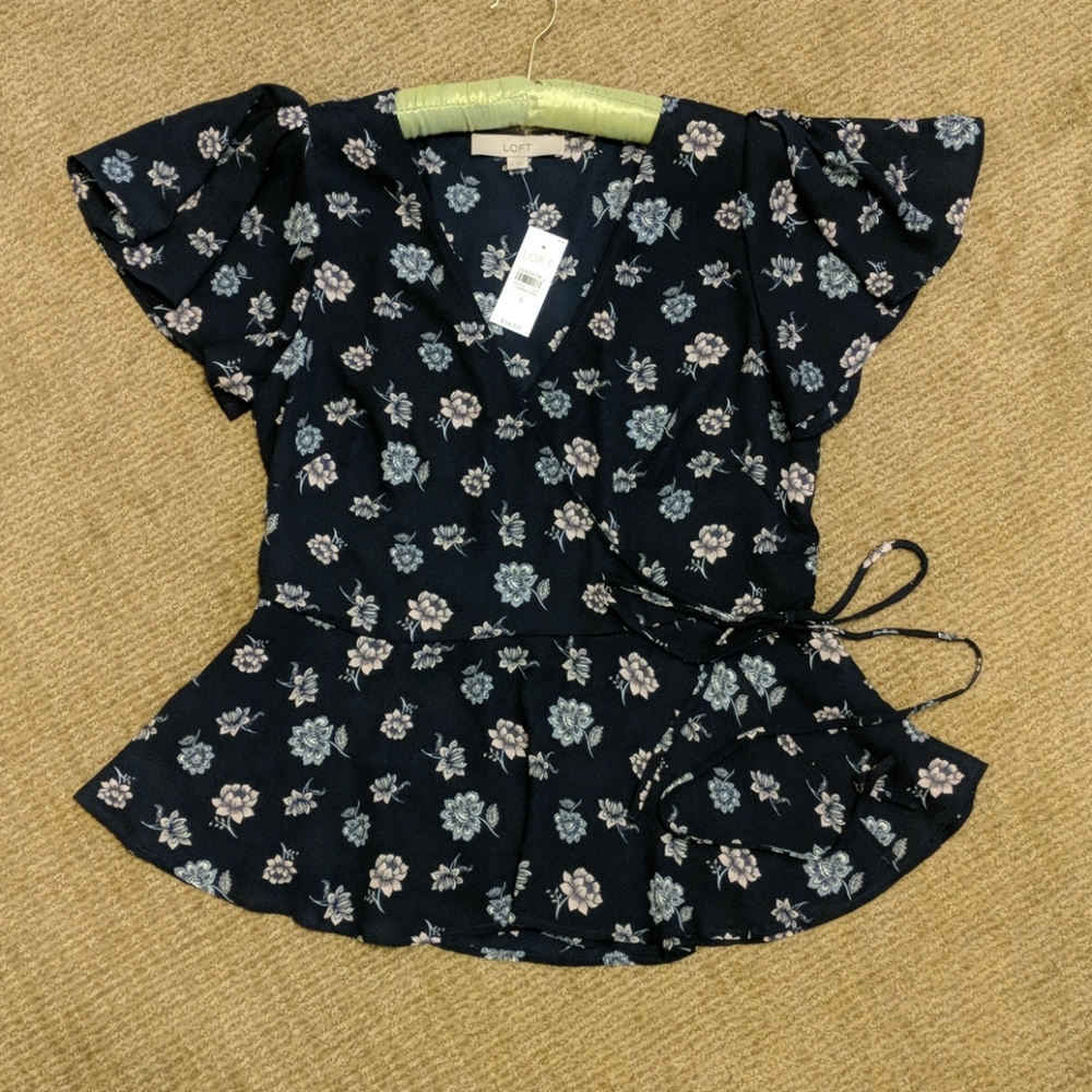 LOFT Floral Wrap Shirt